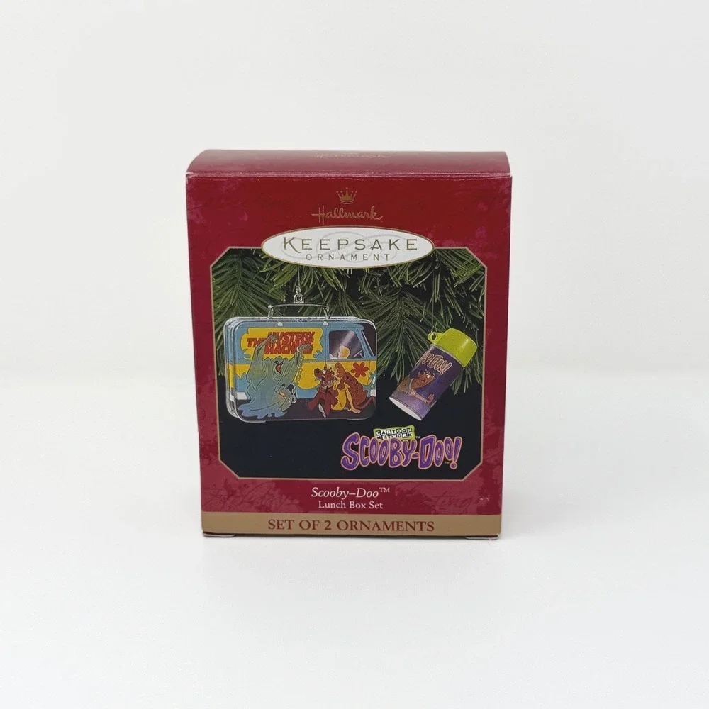 1999 Hallmark Scooby-Doo Lunch Box Set 2 Ornaments Vintage Mystery Machine